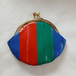 Vintage EEL Skin Leather Change Coin Small Wallet  Genuine 1970s Accessories